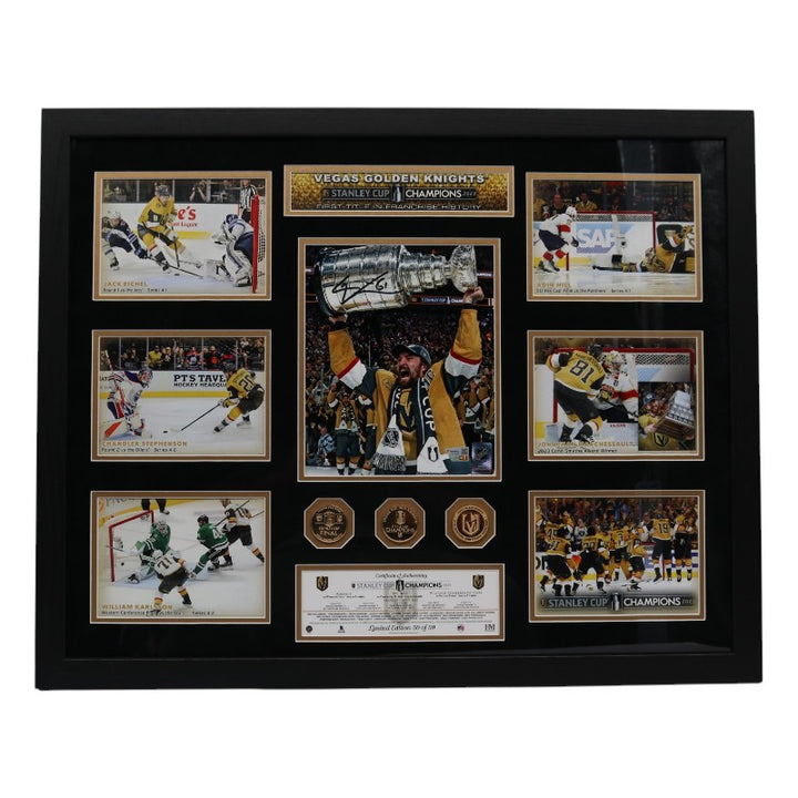 Mark Stone Las Vegas Golden Knights Autographed Framed 8x10 Photo Mint Collage Fanatics Auth LE 50/50