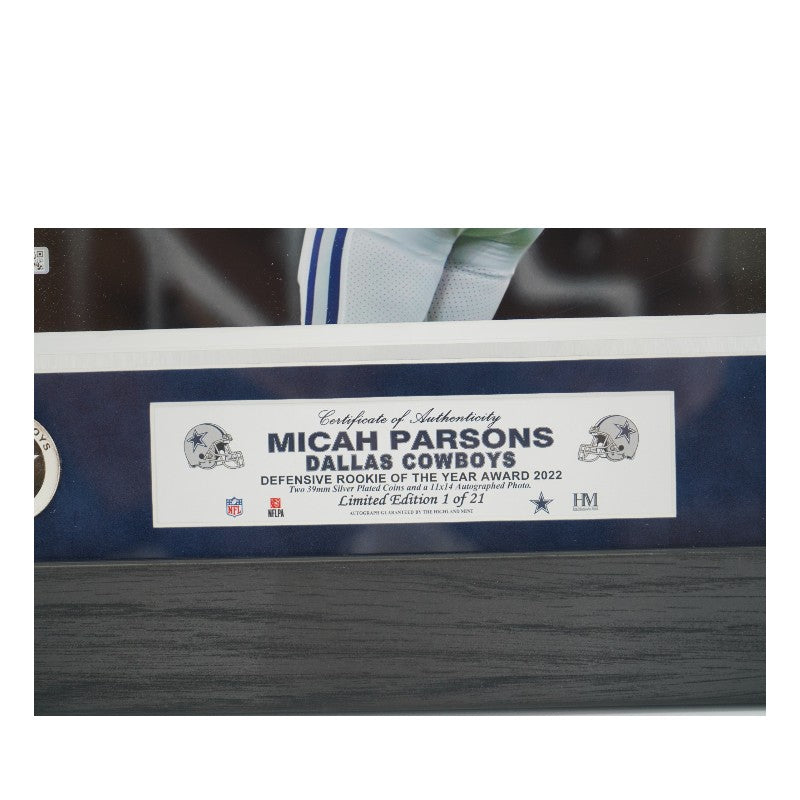 Micah Parsons Dallas Cowboys Autographed Inscribed Framed 11x14 Photo Mint Collage Fanatics Auth