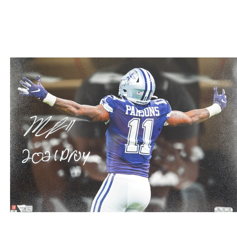 Micah Parsons Dallas Cowboys Autographed Inscribed Framed 11x14 Photo Mint Collage Fanatics Auth