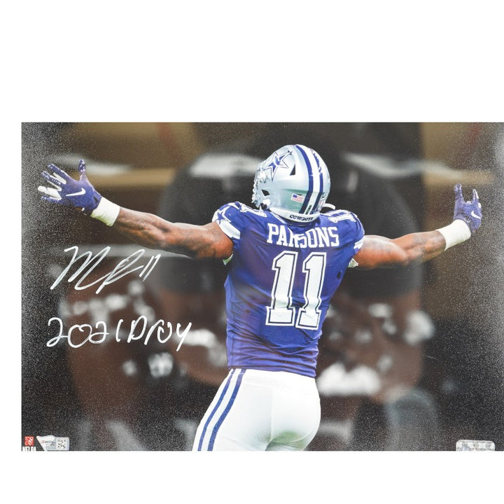 Micah Parsons Dallas Cowboys Autographed Inscribed Framed 11x14 Photo Mint Collage Fanatics Auth