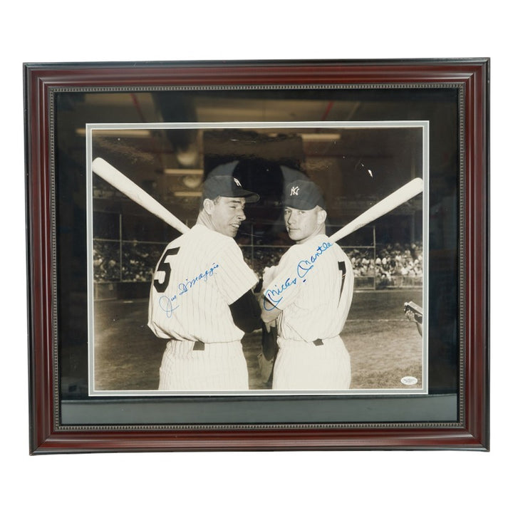 Mickey Mantle Joe DiMaggio New York Yankees Autographed Framed 16x20 Photo JSA LOA
