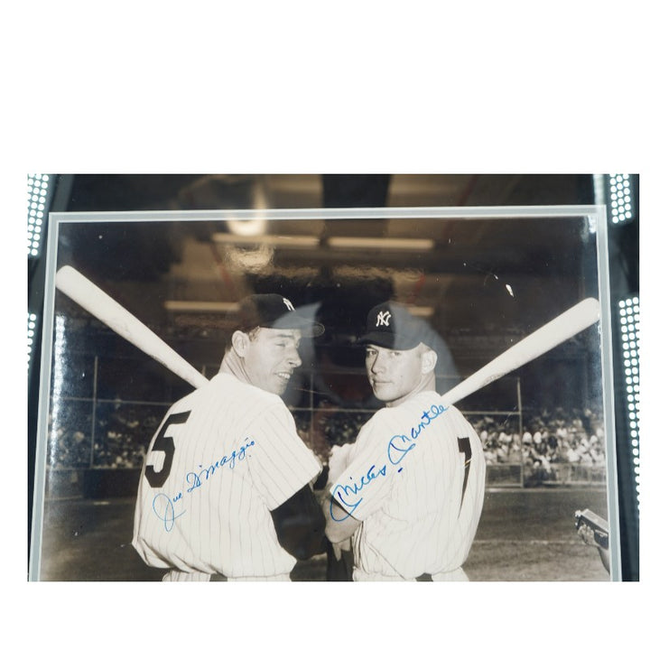 Mickey Mantle Joe DiMaggio New York Yankees Autographed Framed 16x20 Photo JSA LOA
