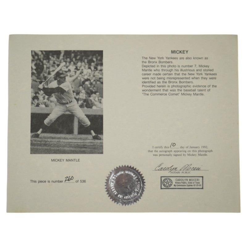 Mickey Mantle New York Yankees Autographed Framed 16x20 Photo Beckett LOA