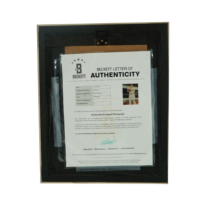 Mickey Mantle New York Yankees Autographed Framed 8x10 Photo Beckett LOA Auto Grade 10
