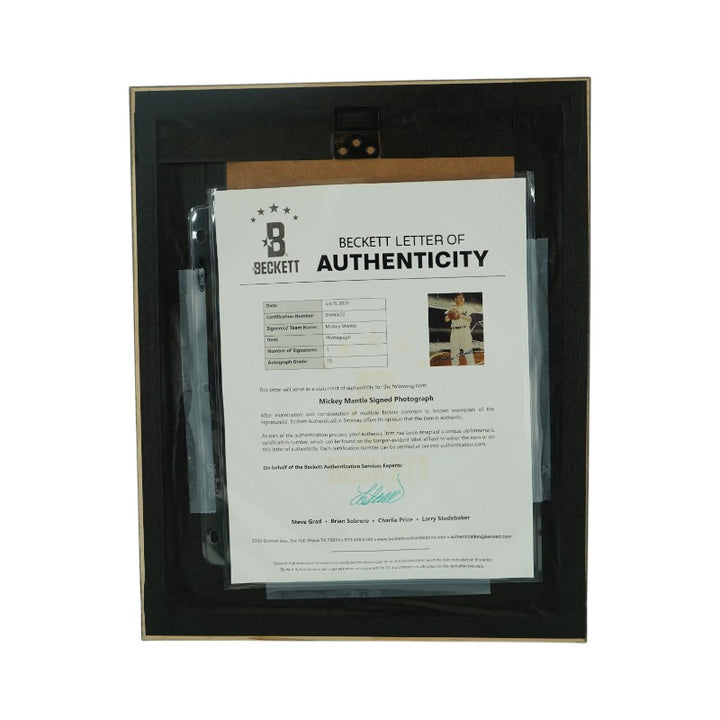 Mickey Mantle New York Yankees Autographed Framed 8x10 Photo Beckett LOA Auto Grade 10