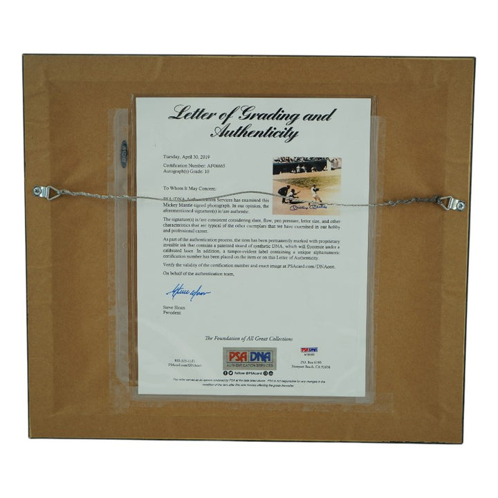 Mickey Mantle New York Yankees Autographed Framed 8x10 Photo PSA LOA Auto Grade 10