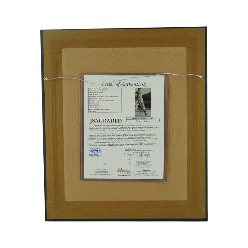 Mickey Mantle New York Yankees Autographed Inscribed Framed 11x14 Photo JSA LOA Auto Grade 9