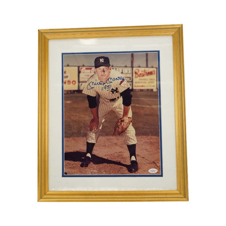 Mickey Mantle New York Yankees Autographed Inscribed Framed 11x14 Photo JSA LOA