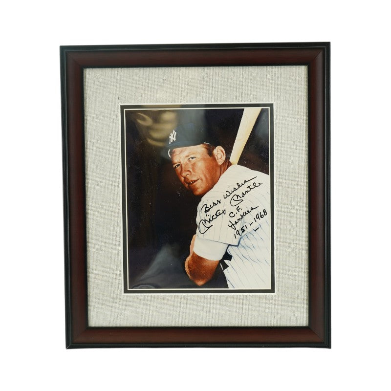 Mickey Mantle New York Yankees Autographed Inscribed Framed 8x10 Photo PSA LOA
