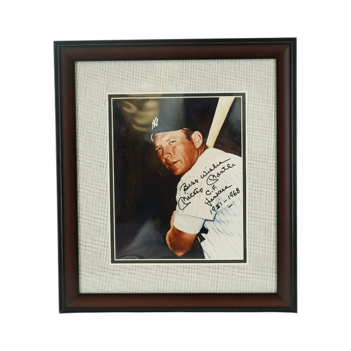 Mickey Mantle New York Yankees Autographed Inscribed Framed 8x10 Photo PSA LOA
