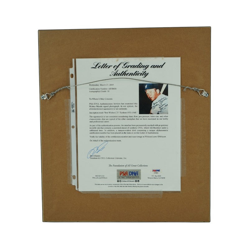 Mickey Mantle New York Yankees Autographed Inscribed Framed 8x10 Photo PSA LOA