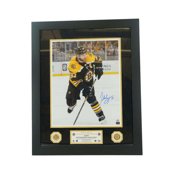 Patrice Bergeron Boston Bruins Autographed Framed 16x20 Photo Mint Collage Bergeron Auth
