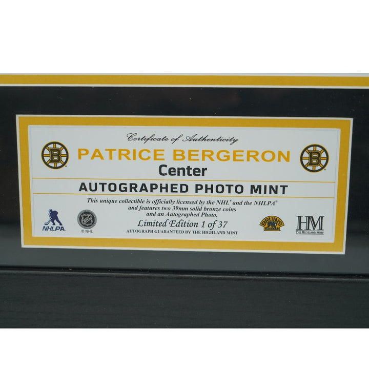 Patrice Bergeron Boston Bruins Autographed Framed 16x20 Photo Mint Collage Bergeron Auth