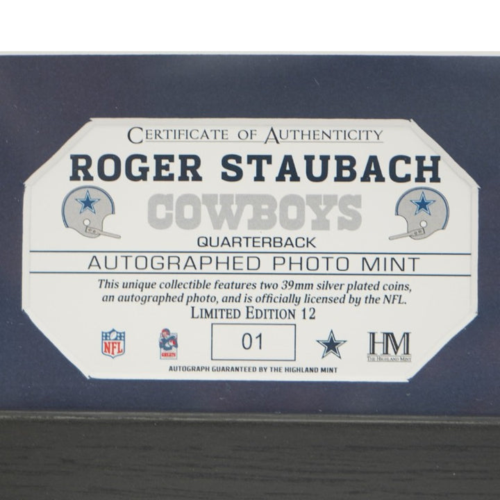 Staubach Dorsett Dallas Cowboys Autographed Inscribed Framed 11x14 Photo Mint Collage Beckett Auth