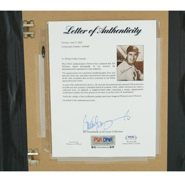 Ted Williams Boston Red Sox Autographed Framed 11x14 Photo PSA LOA