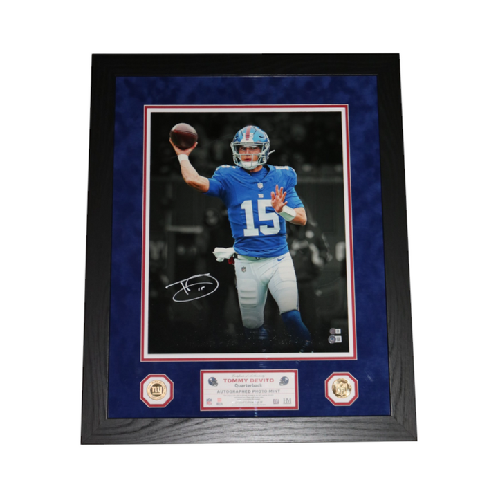 Tommy Devito New York Giants Autographed Framed 16x20 Photo Fanatics Auth