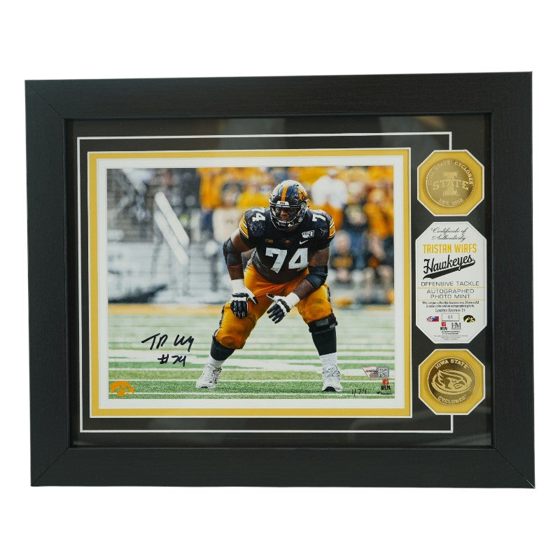 Tristan Wirfs Iowa Hawkeyes Autographed Framed 8x10 Photo Mint Collage LE 1/74 Fanatics Auth