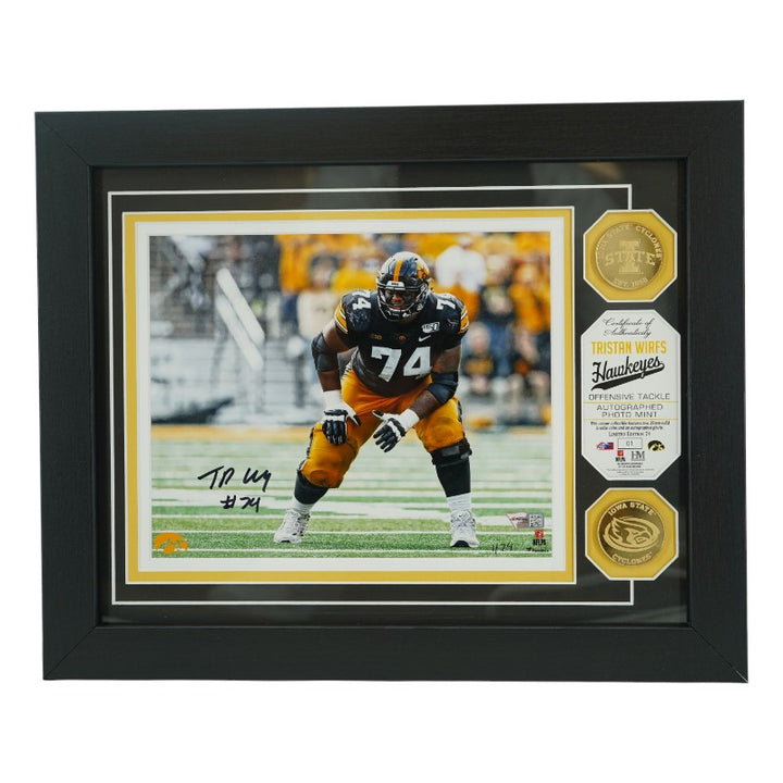 Tristan Wirfs Iowa Hawkeyes Autographed Framed 8x10 Photo Mint Collage LE 1/74 Fanatics Auth