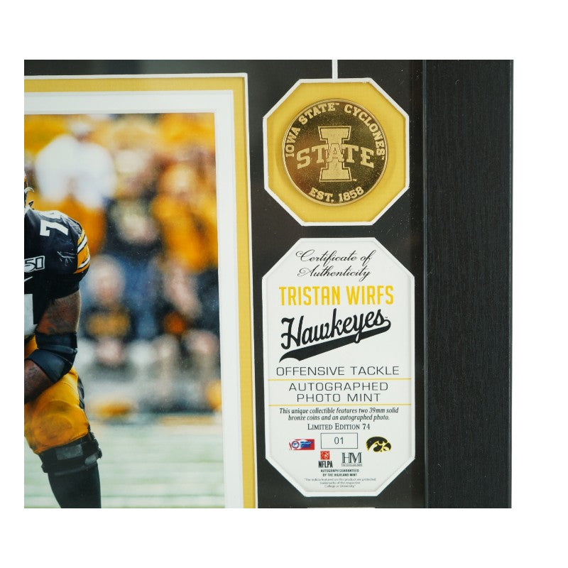 Tristan Wirfs Iowa Hawkeyes Autographed Framed 8x10 Photo Mint Collage LE 1/74 Fanatics Auth