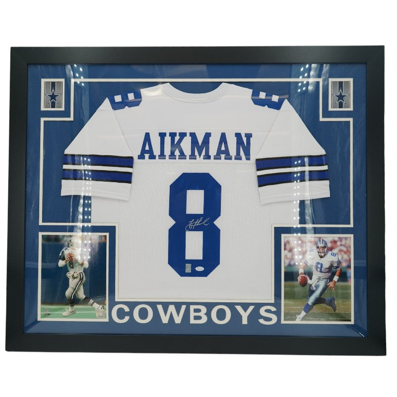 Troy Aikman Dallas Cowboys Autographed Framed Jersey JSA COA
