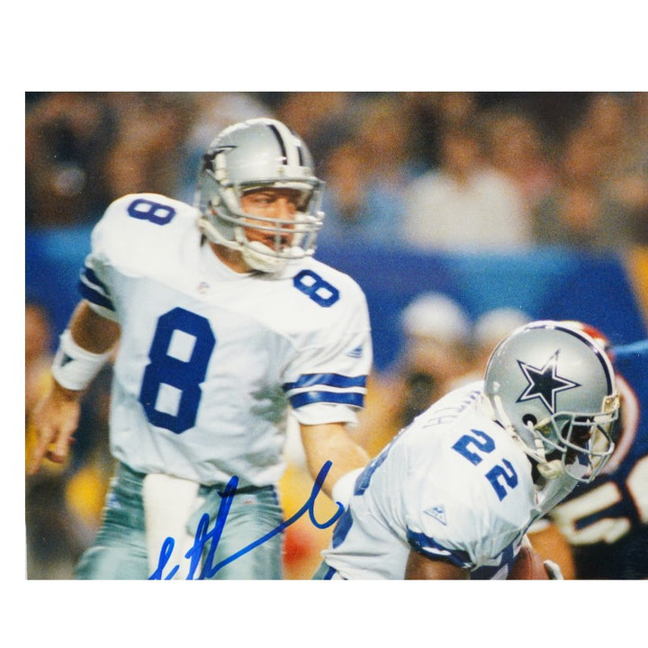 Troy Aikman Emmitt Smith Dallas Cowboys Dual Signed Framed 8x10 Photo Mint Collage LE 3/8 Tristar Auth