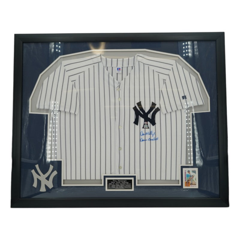 Don Mattingly New York Yankees Autographed Inscribed Framed Russell Jersey Steiner/MLB Auth