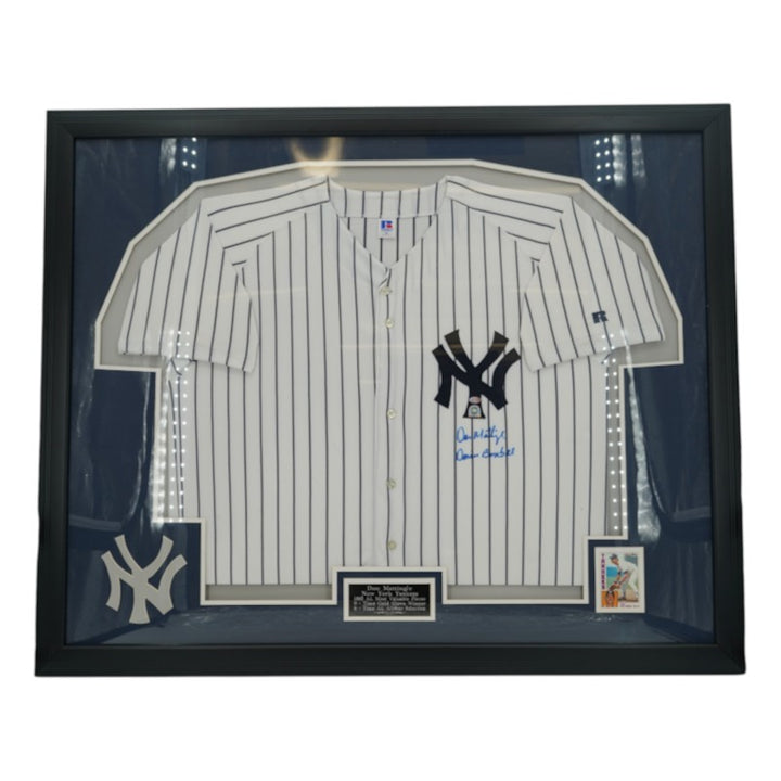 Don Mattingly New York Yankees Autographed Inscribed Framed Russell Jersey Steiner/MLB Auth