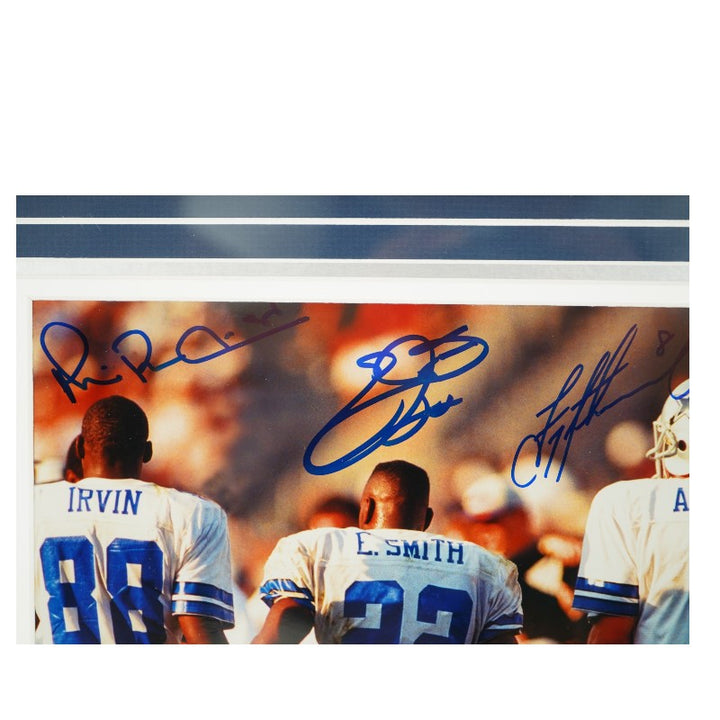 Aikman Smith Irvin Dallas Cowboys Triplets Autographed Framed 8x10 Photo Mint Collage Beckett Auth