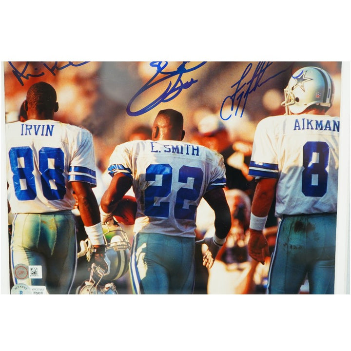 Aikman Smith Irvin Dallas Cowboys Triplets Autographed Framed 8x10 Photo Mint Collage Beckett Auth