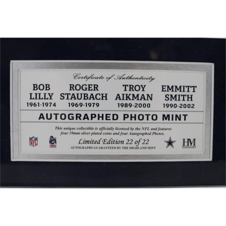 Aikman Smith Cowboys Signed Inscribed Framed 8x10 Photo Mint Collage Fanatics/JSA/Aikman/Beckett Holos LE 22/22
