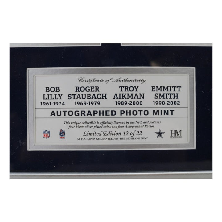 Aikman Smith Cowboys Signed Inscribed Framed 8x10 Photo Mint Collage Fanatics/SM/Aikman/Beckett Holos LE 12/22