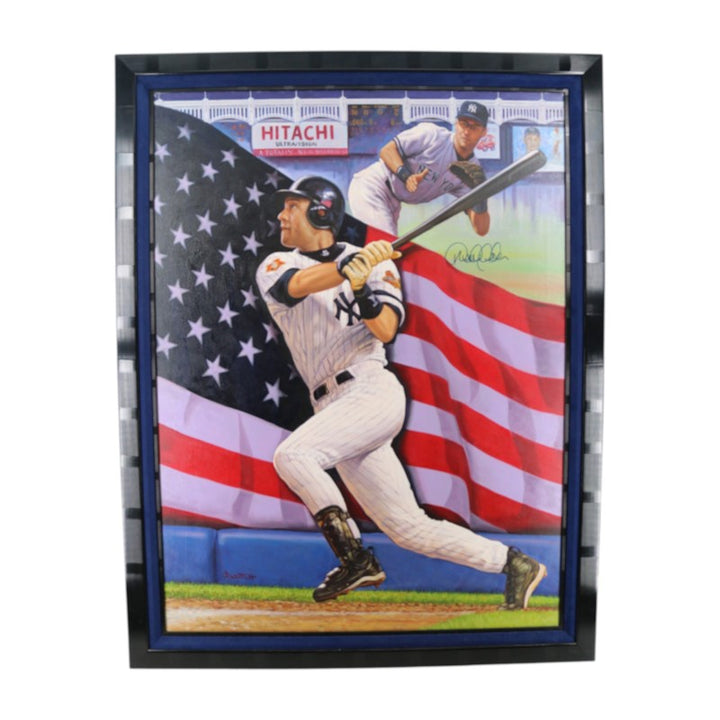 Derek Jeter New York Yankees Autographed Framed Doo S. Oh 30x40 Original Painting AAC LOA