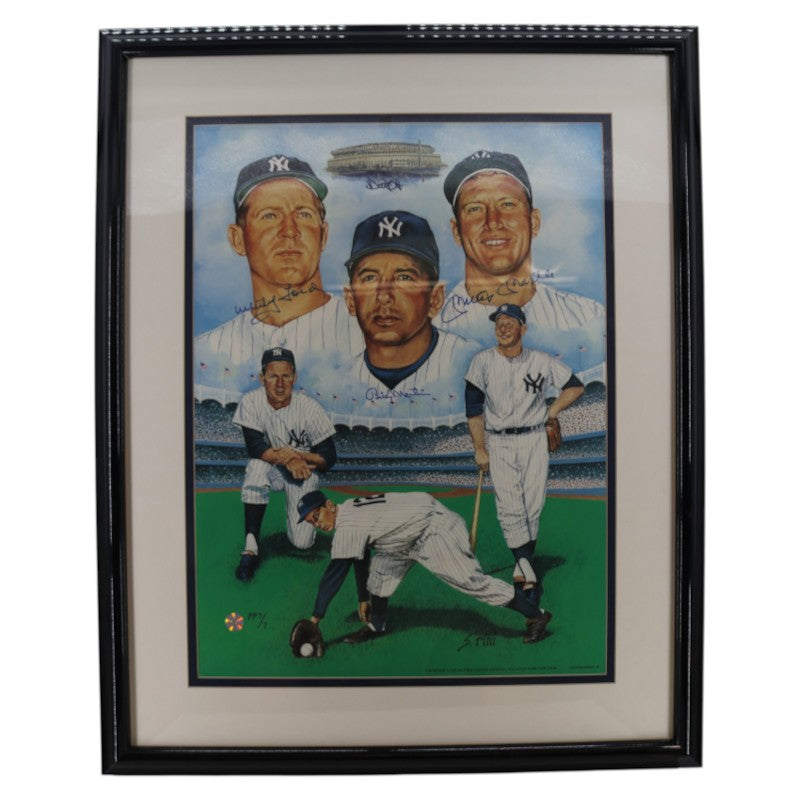 Mantle Ford Martin Triple Signed Printers Proof 17x23 Framed Lithograph AAC Holo