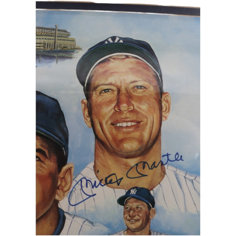 Mantle Ford Martin Triple Signed Printers Proof 17x23 Framed Lithograph AAC Holo
