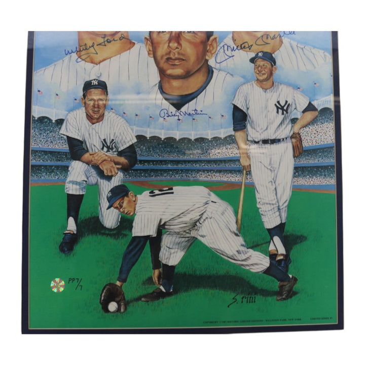 Mantle Ford Martin Triple Signed Printers Proof 17x23 Framed Lithograph AAC Holo
