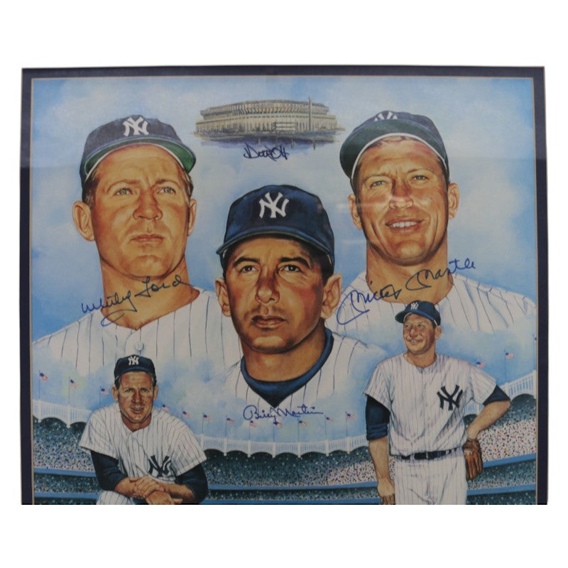 Mantle Ford Martin Triple Signed Printers Proof 17x23 Framed Lithograph AAC Holo