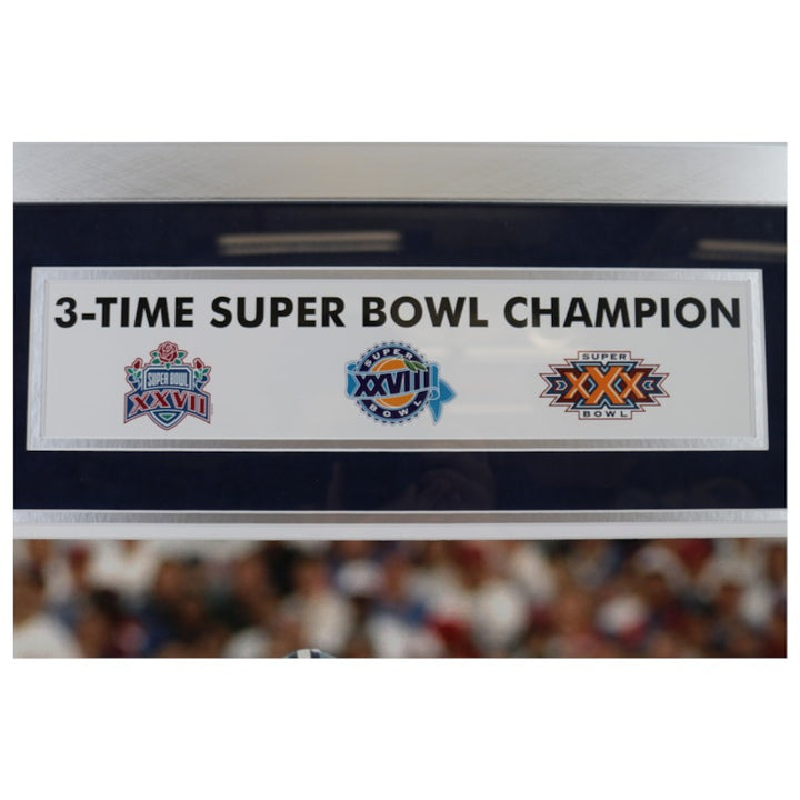 Troy Aikman Cowboys Signed Inscribed Framed 16x20 Ticket Photo Mint Collage Beckett COA LE