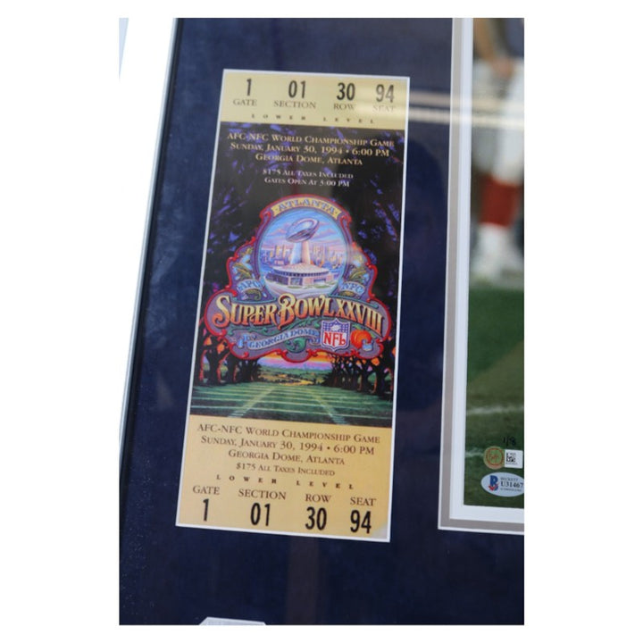 Troy Aikman Cowboys Signed Inscribed Framed 16x20 Ticket Photo Mint Collage Beckett COA LE