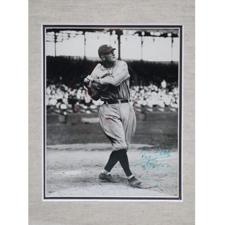 Ty Cobb Detroit Tigers Autographed Inscribed Framed 8x10 Photo PSA LOA Graded 10
