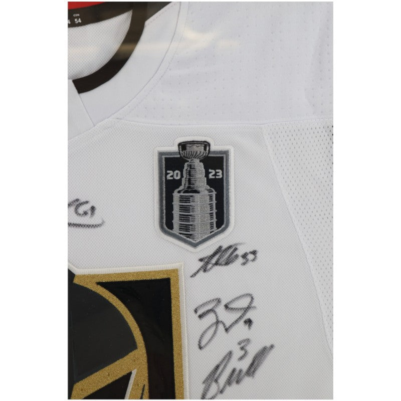 Vegas Golden Knights 2023 SC Champs Multi Signed Framed White Adidas Jersey 18 Sigs Fanatics Auth