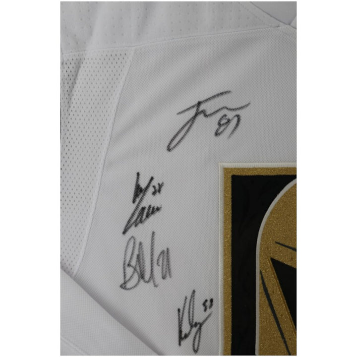 Vegas Golden Knights 2023 SC Champs Multi Signed Framed White Adidas Jersey 18 Sigs Fanatics Auth