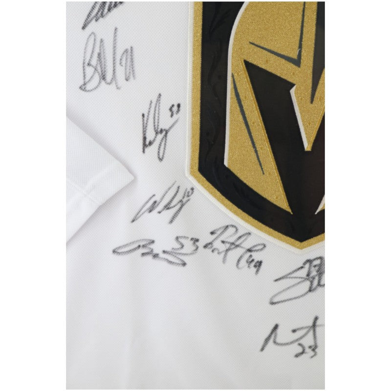 Vegas Golden Knights 2023 SC Champs Multi Signed Framed White Adidas Jersey 18 Sigs Fanatics Auth