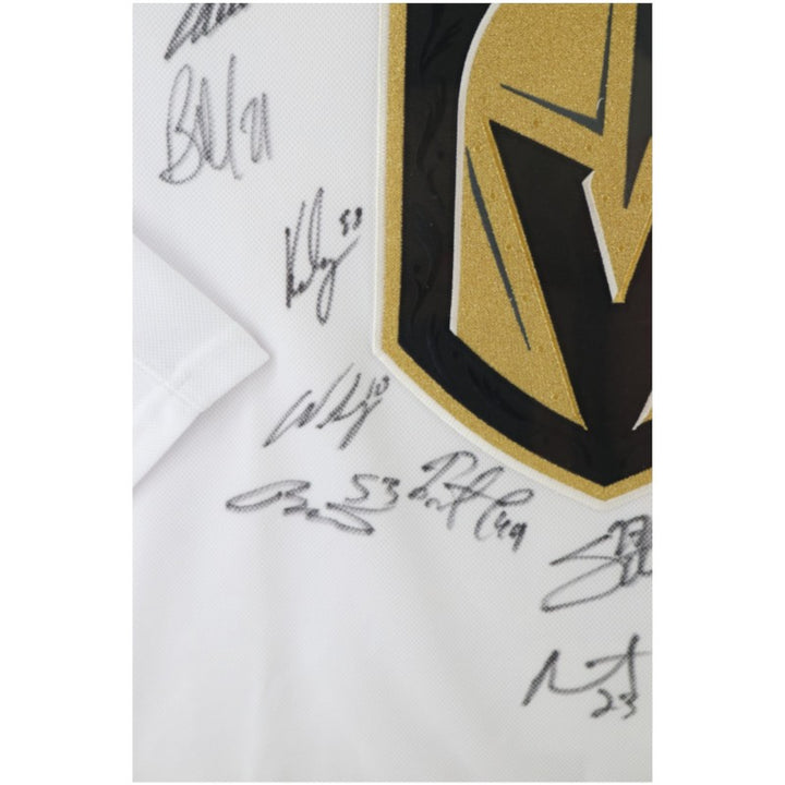 Vegas Golden Knights 2023 SC Champs Multi Signed Framed White Adidas Jersey 18 Sigs Fanatics Auth