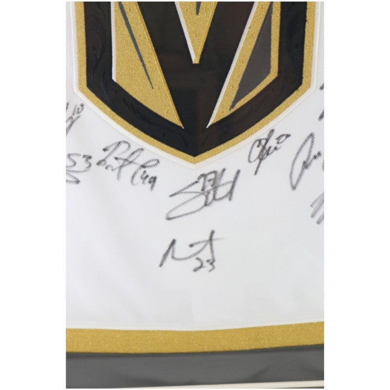Vegas Golden Knights 2023 SC Champs Multi Signed Framed White Adidas Jersey 18 Sigs Fanatics Auth