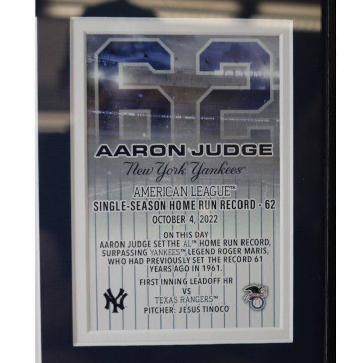 Aaron Judge New York Yankees 62 HR Framed 7x9 Photo Mint Collage