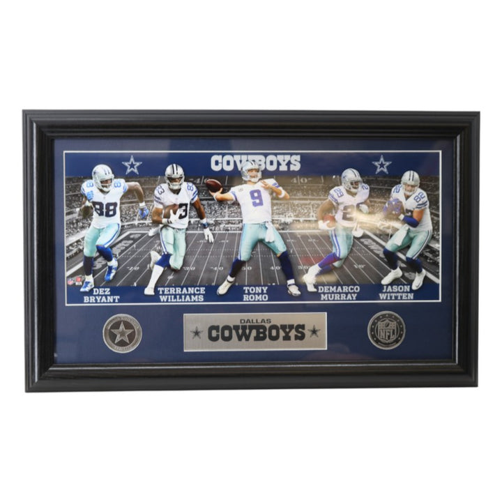 Romo Bryant Witten Dallas Cowboys Framed 7x16 Photo Mint