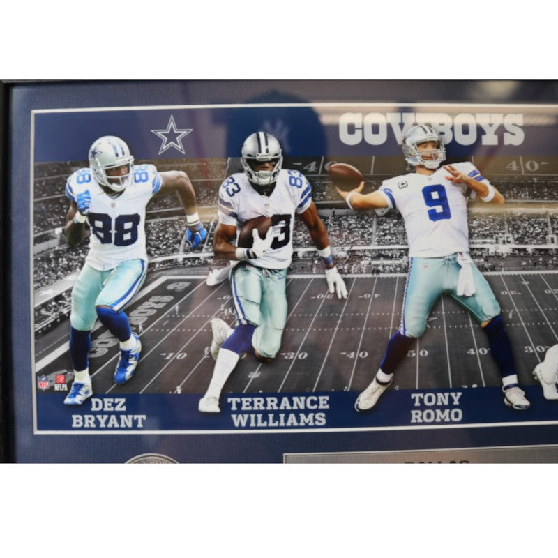 Romo Bryant Witten Dallas Cowboys Framed 7x16 Photo Mint