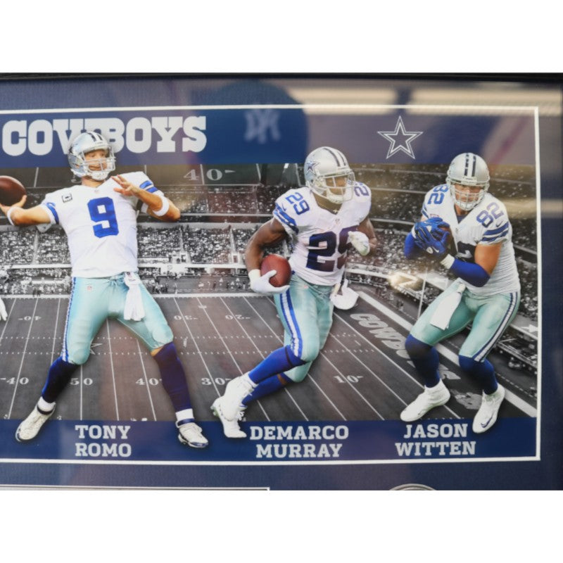 Romo Bryant Witten Dallas Cowboys Framed 7x16 Photo Mint