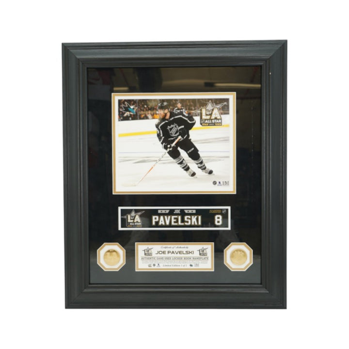 Joe Paveslki Sharks Framed 8x10 Photo Mint with 2017 ASG GU Locker Nameplate LE 1/1