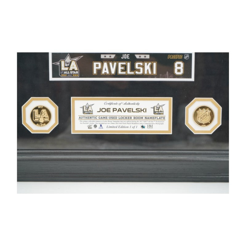 Joe Paveslki Sharks Framed 8x10 Photo Mint with 2017 ASG GU Locker Nameplate LE 1/1